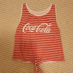 Coca-Cola Red and White Striped Sleeveless Top